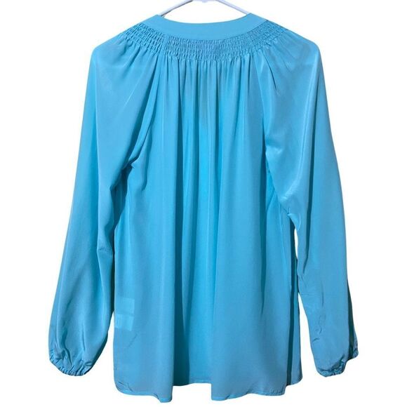 Lilly Pulitzer Silk Blue Long Sleeve Elsa Top - Picture 5 of 9